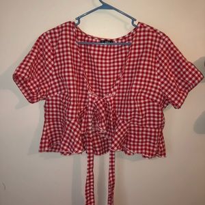 red gingham crop top